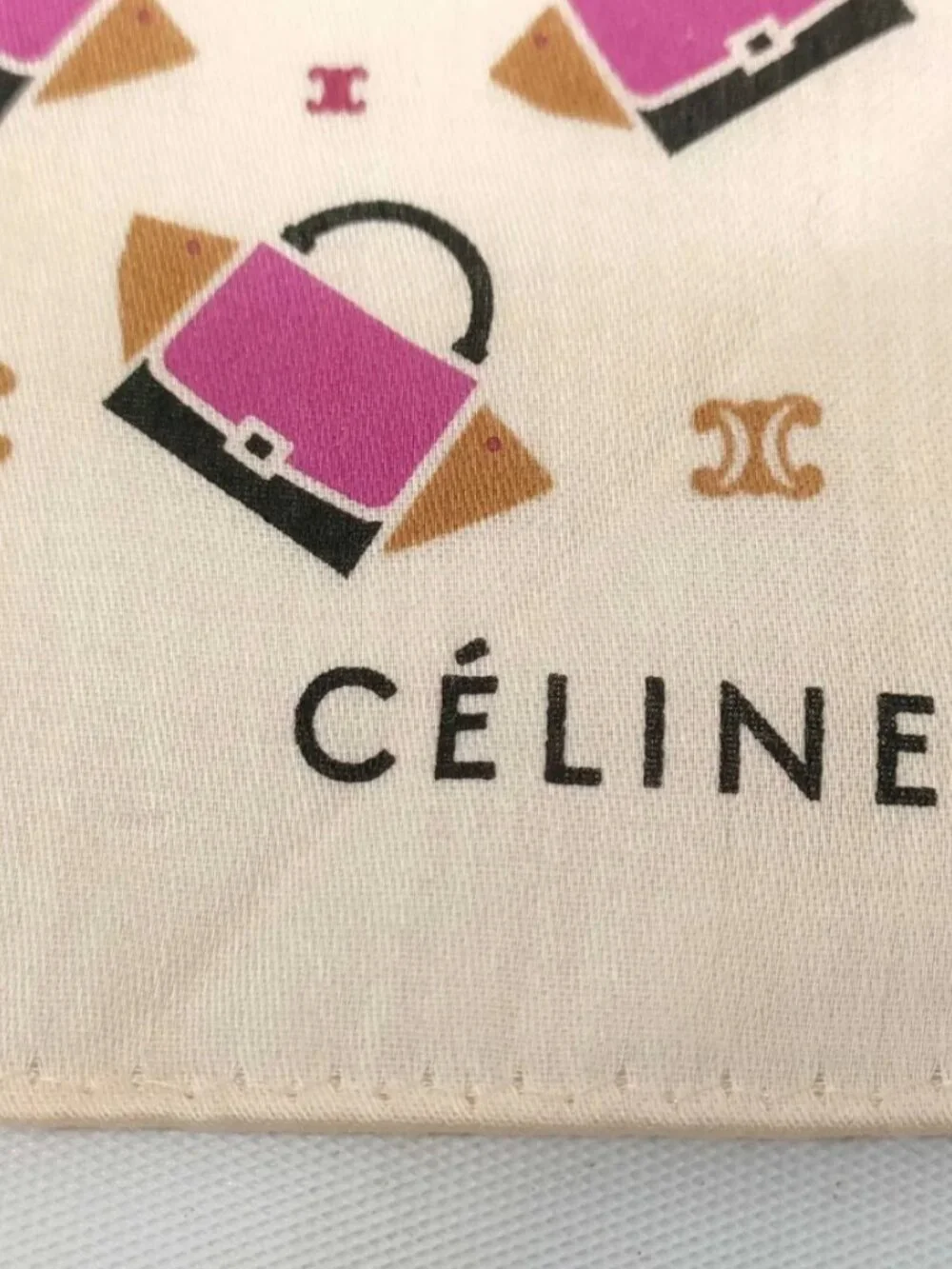 Vintage Celine Handbag Print Cotton Scarf